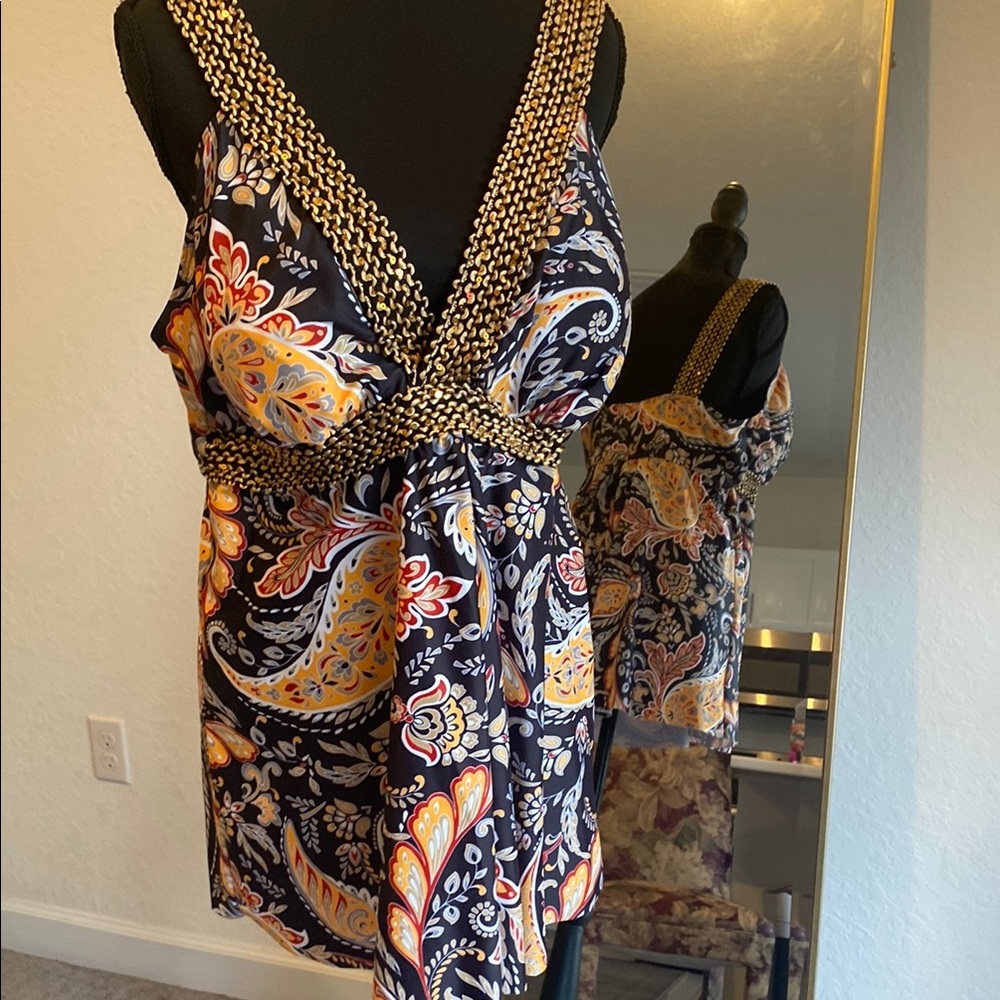 Blue and White Wrap Tie Front Sleeveless Top multi color Elegant Tankini.